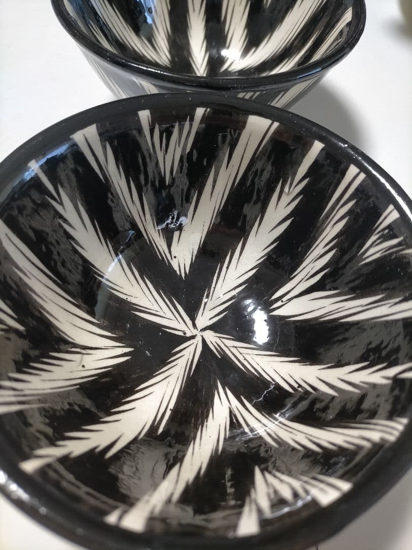 ウズベキスタン アドラス柄 陶器 ティーポット、受け皿、カップ2個付き