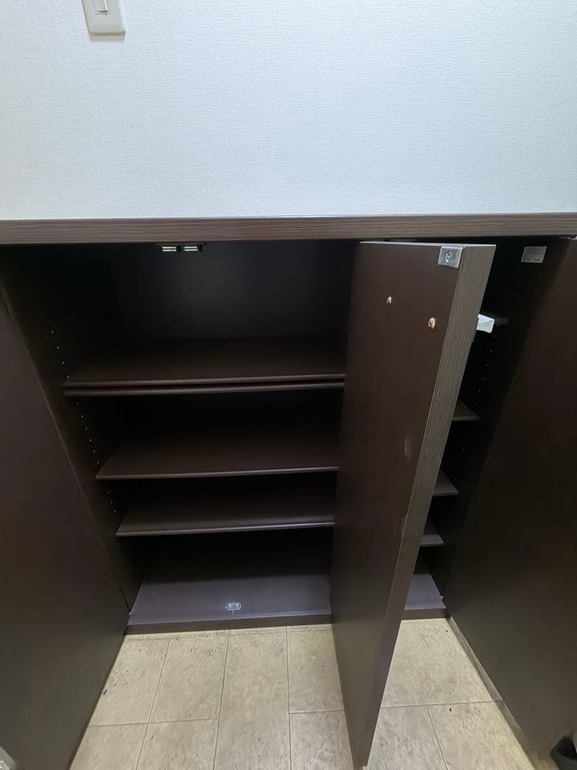 ブラウン靴箱・シューズラック 4段棚付き