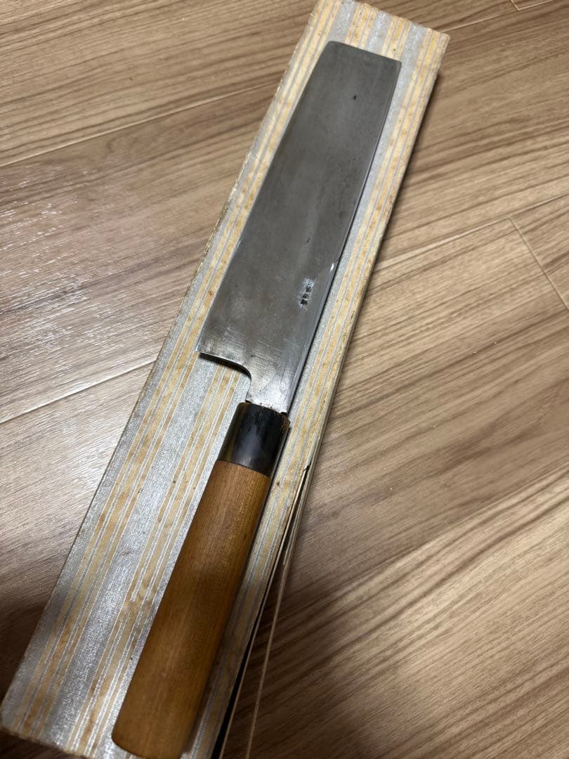 不動剱請合　純日本鋼　青鋼　薄葉包丁　地金綺麗　刃渡り8寸　天然砥石研ぎました