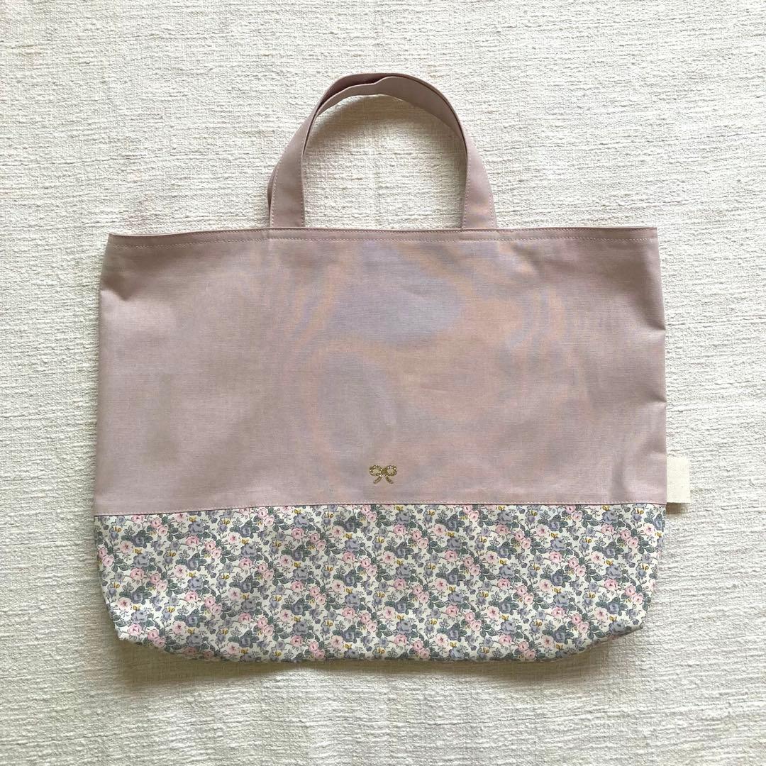 su-sa！無地花柄レッスンバッグセット　くすみピンク