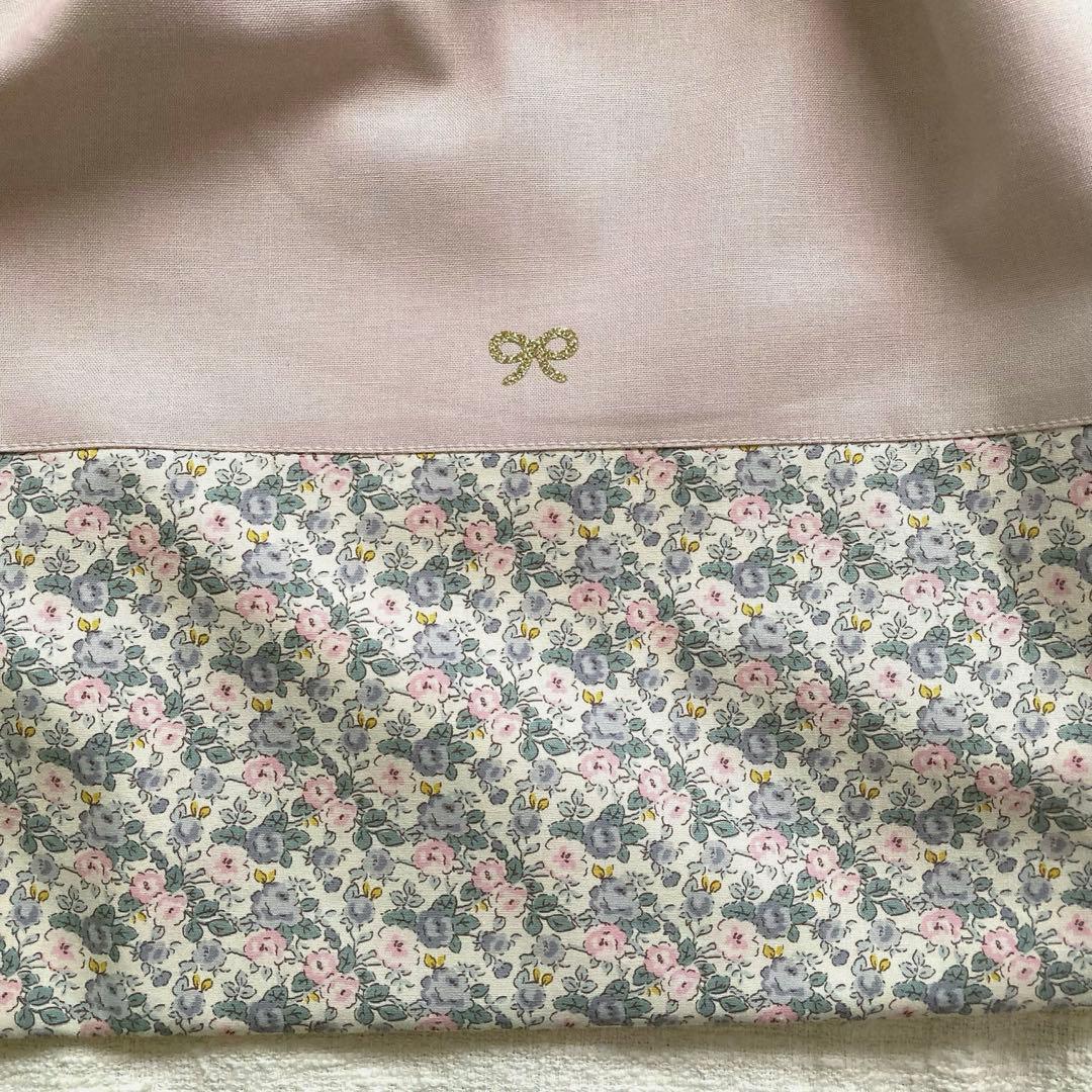 su-sa！無地花柄レッスンバッグセット　くすみピンク