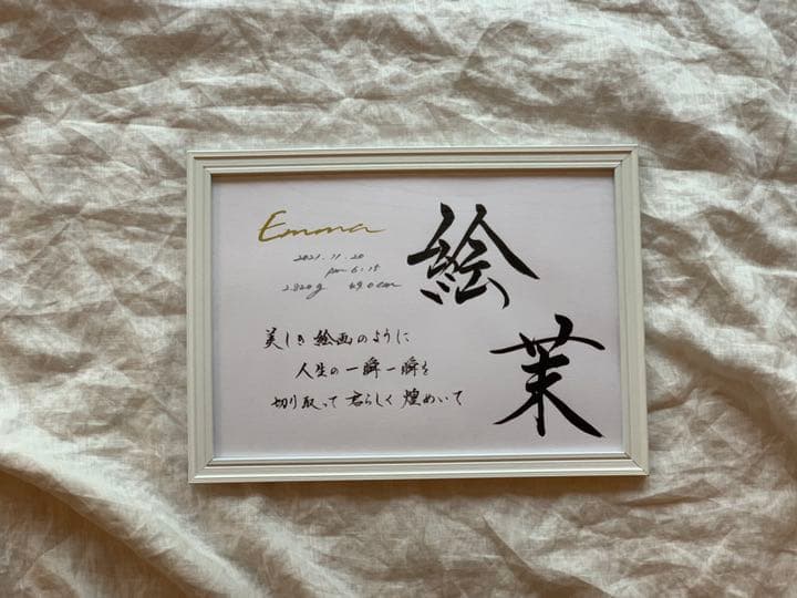 新作【書っぷkasui】由来入り命名書「この名を君に」A4額付送料無料