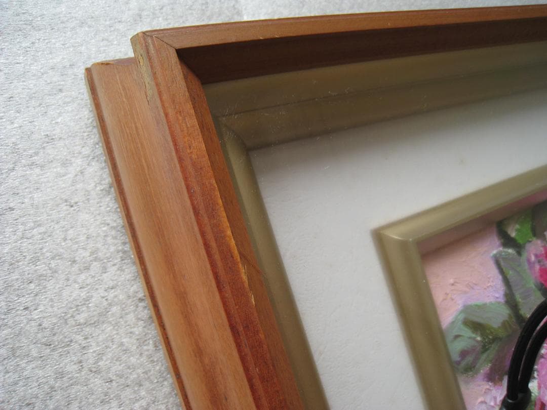 ☆ 油彩画　　☆セントポリア　 ☆ 木製額縁付き　☆ 作者不明　☆ 昭和レトロ