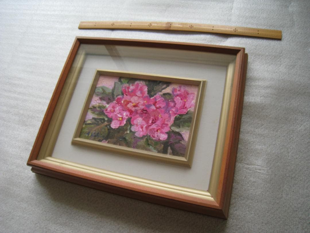 ☆ 油彩画　　☆セントポリア　 ☆ 木製額縁付き　☆ 作者不明　☆ 昭和レトロ