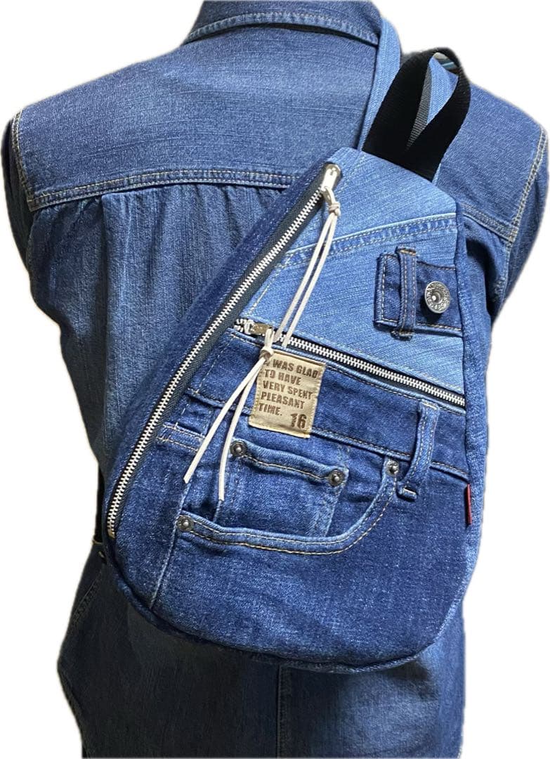 〈1102〉デニムリメイク ワンショルダーボディバッグ ハンドメイド