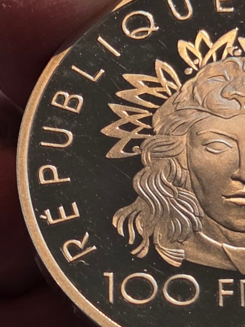 (プルーフ)フランス共和国　国際オリンピック競技100周年記念　100フラン銀貨