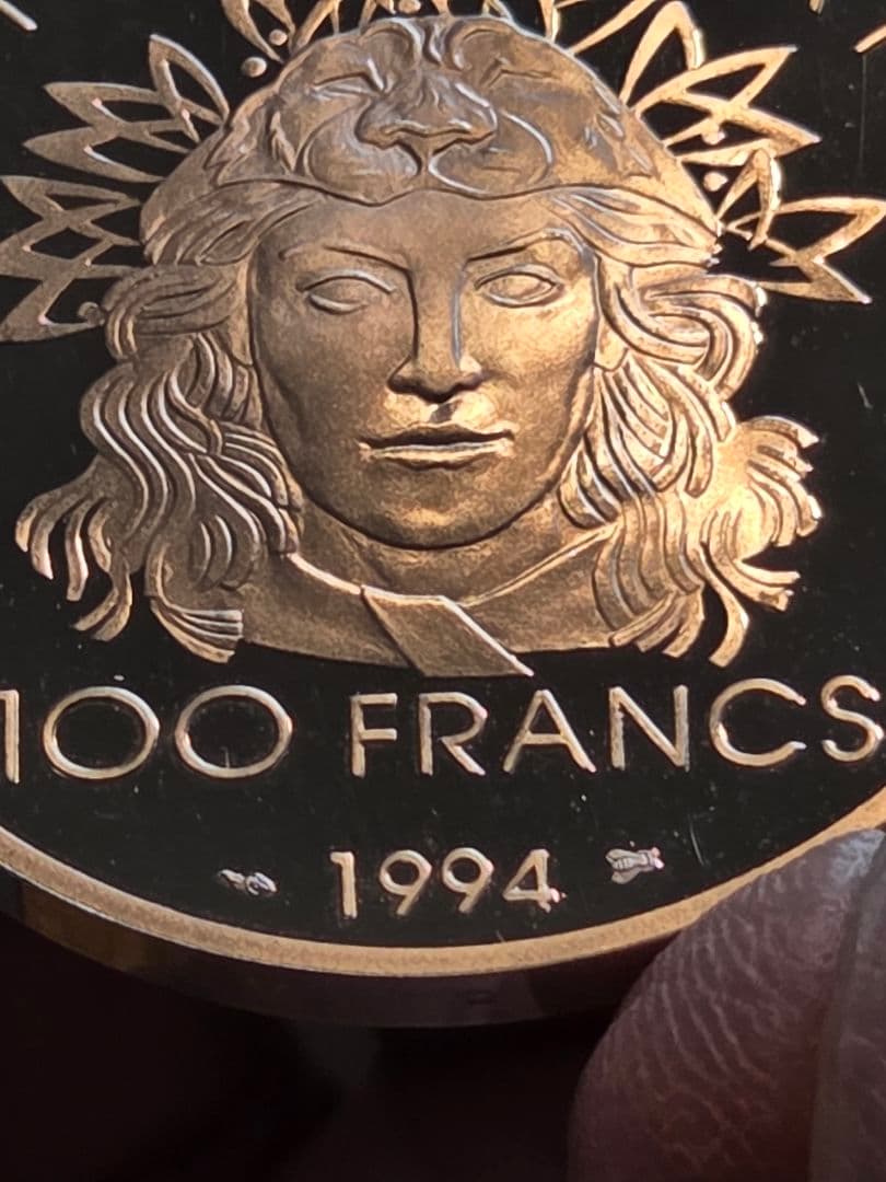 (プルーフ)フランス共和国　国際オリンピック競技100周年記念　100フラン銀貨