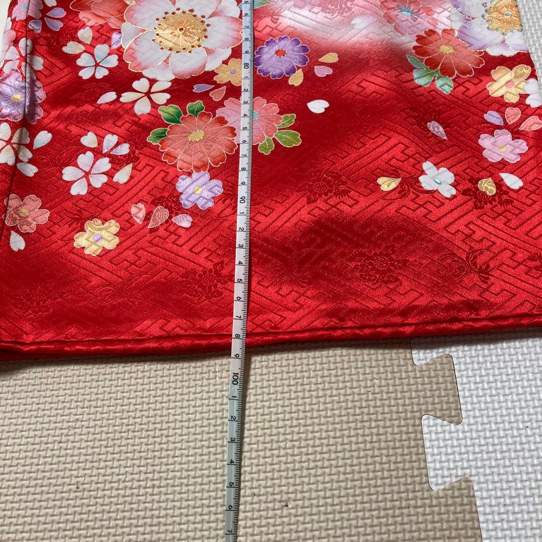 マリーです！　七五三用 赤色花柄と鞠柄の着物　長襦袢セット