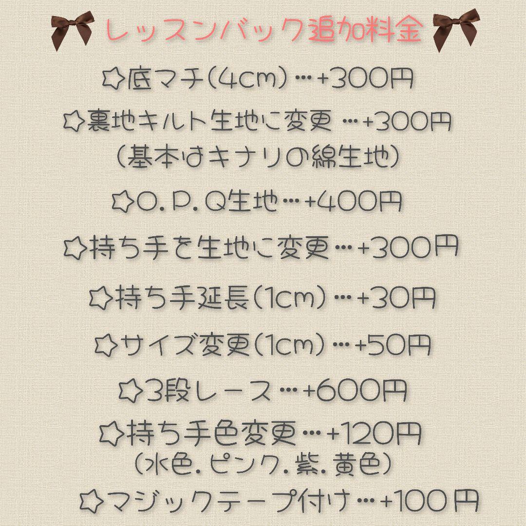 レッスンバックオーダー 女の子 上履き袋 ハンドメイド入園入学準備 セット販売可