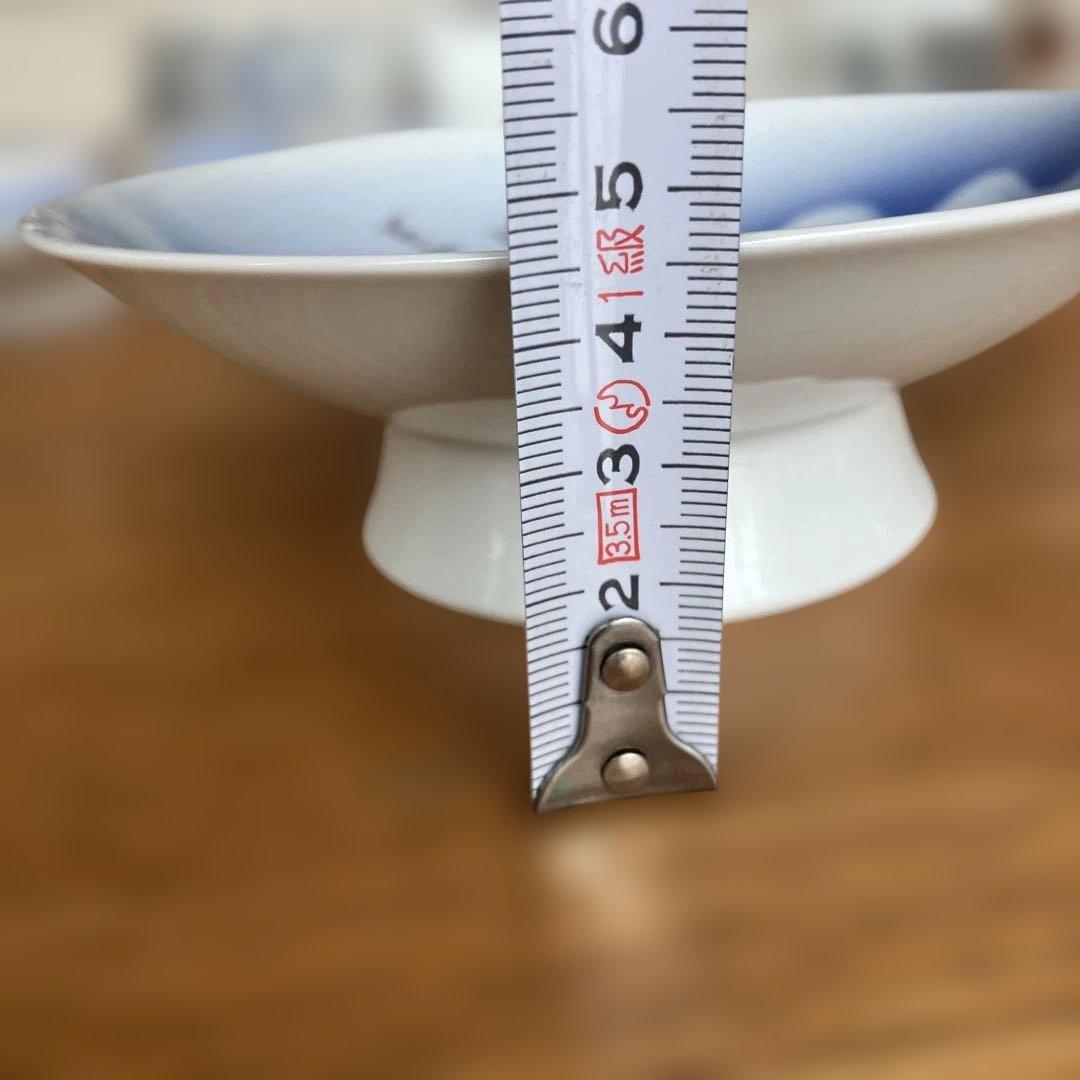 深川製磁　波千鳥高台皿5枚揃い　箱付き