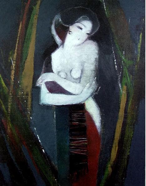 油絵 菅家令子 絵 絵画 インテリア 額付(黒) F6-82023 人物 女性像