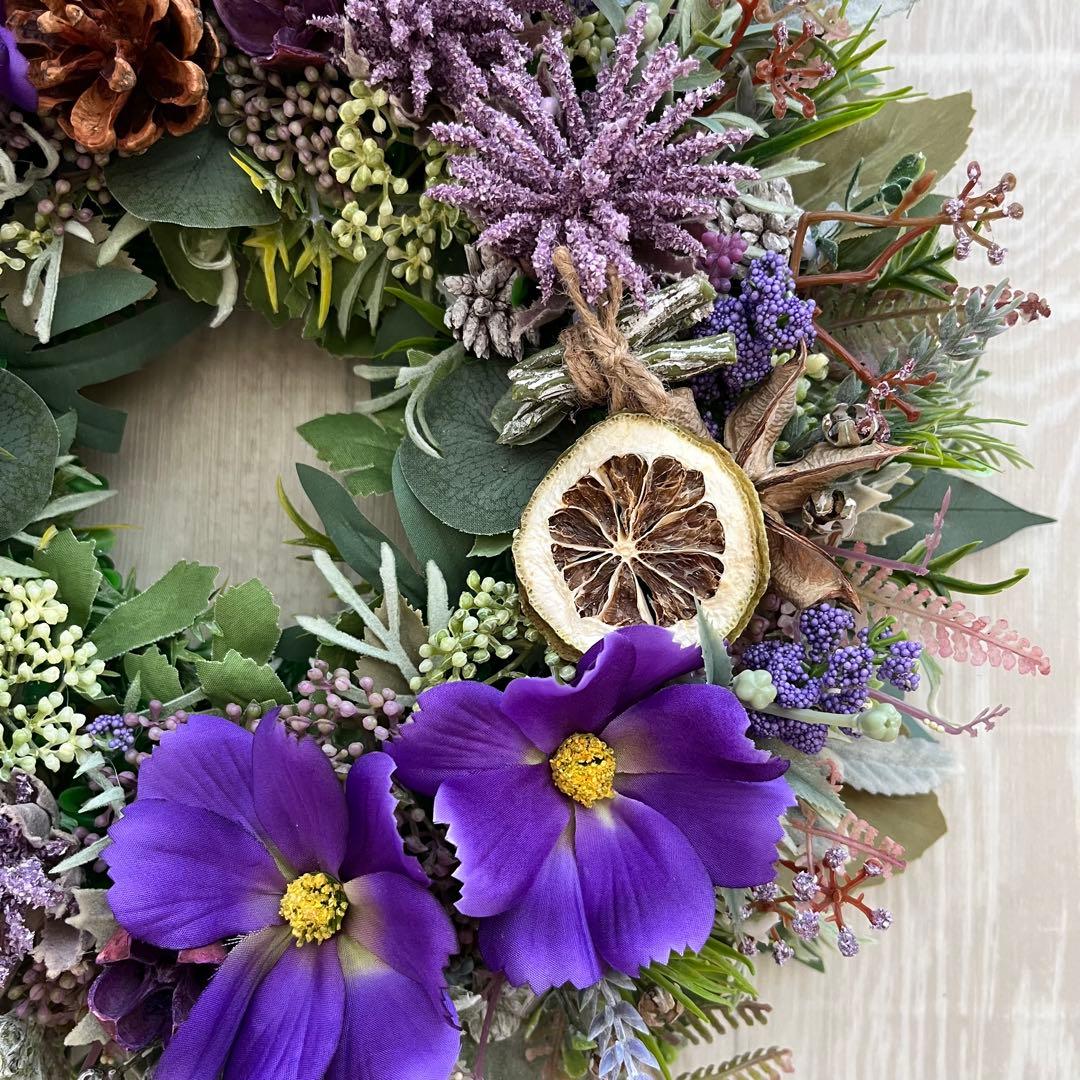 ナチュラル リース 紫 コスモス パープル 大きめ フランフラン 244