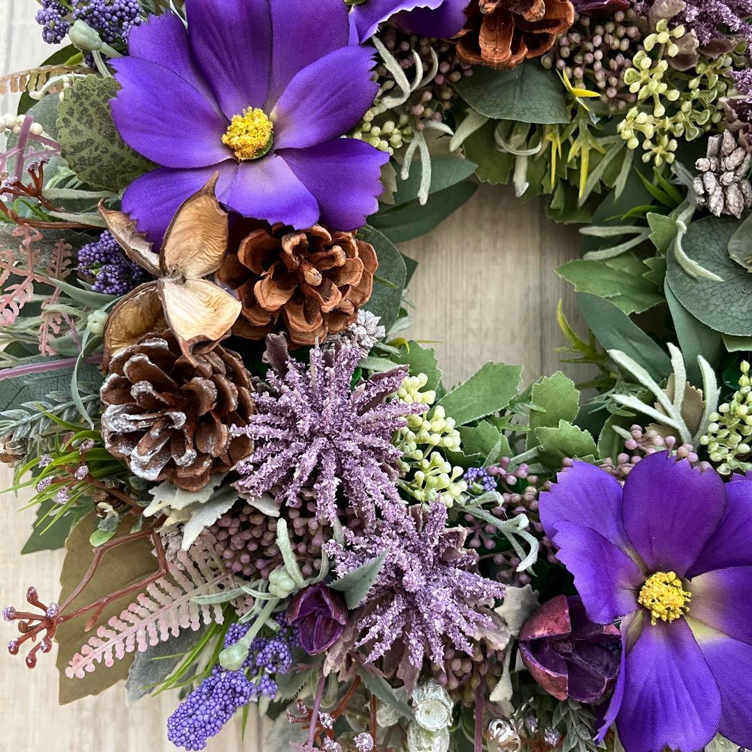 ナチュラル リース 紫 コスモス パープル 大きめ フランフラン 244