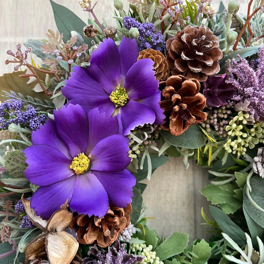 ナチュラル リース 紫 コスモス パープル 大きめ フランフラン 244