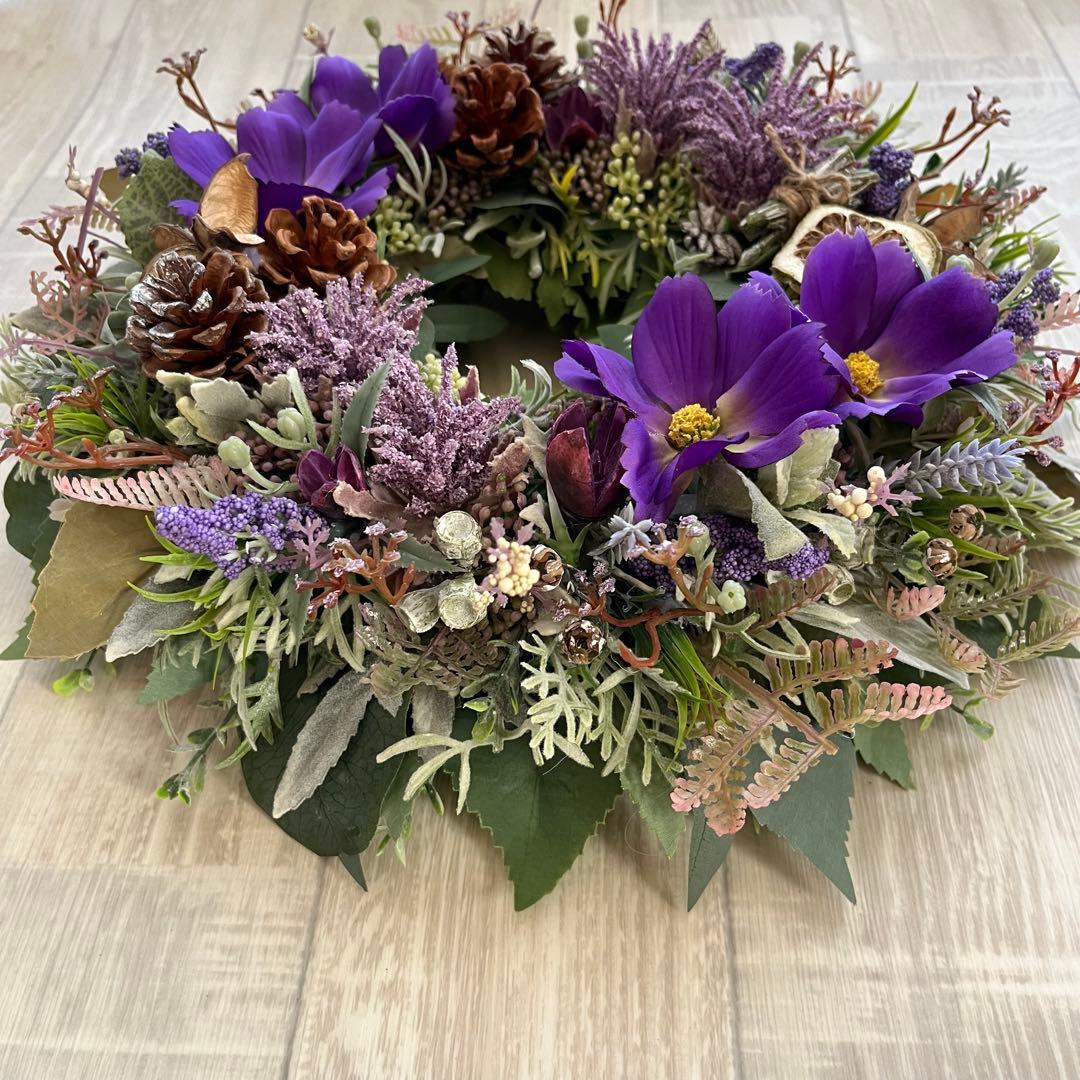 ナチュラル リース 紫 コスモス パープル 大きめ フランフラン 244