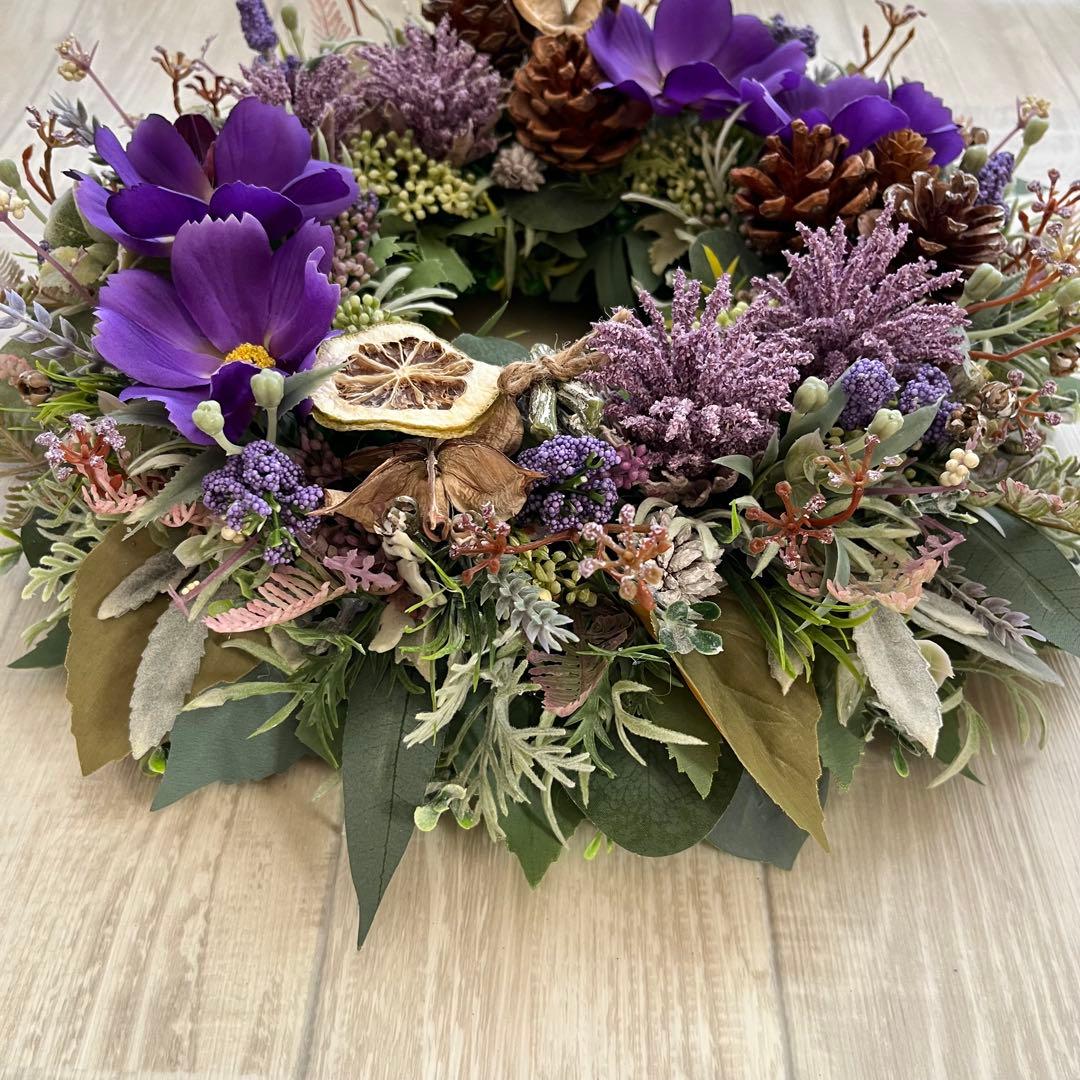 ナチュラル リース 紫 コスモス パープル 大きめ フランフラン 244