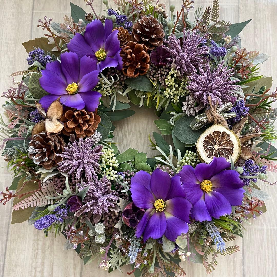ナチュラル リース 紫 コスモス パープル 大きめ フランフラン 244