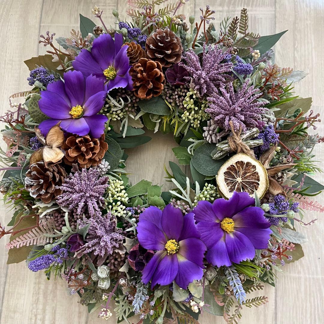 ナチュラル リース 紫 コスモス パープル 大きめ フランフラン 244