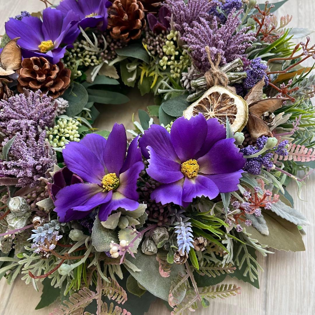 ナチュラル リース 紫 コスモス パープル 大きめ フランフラン 244