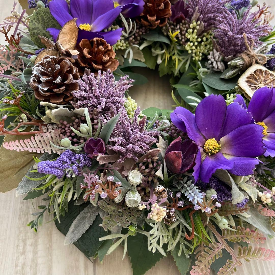 ナチュラル リース 紫 コスモス パープル 大きめ フランフラン 244