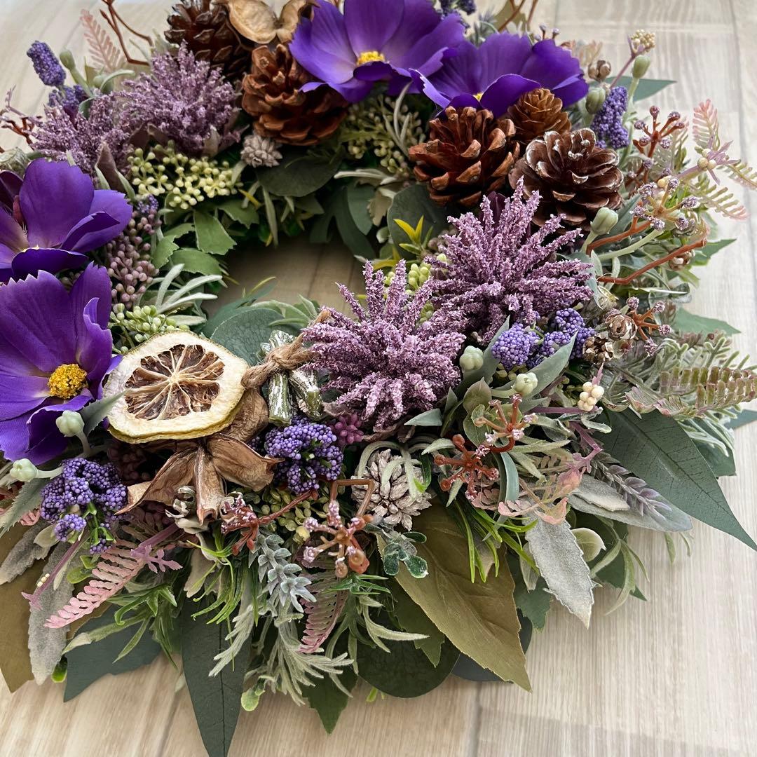 ナチュラル リース 紫 コスモス パープル 大きめ フランフラン 244