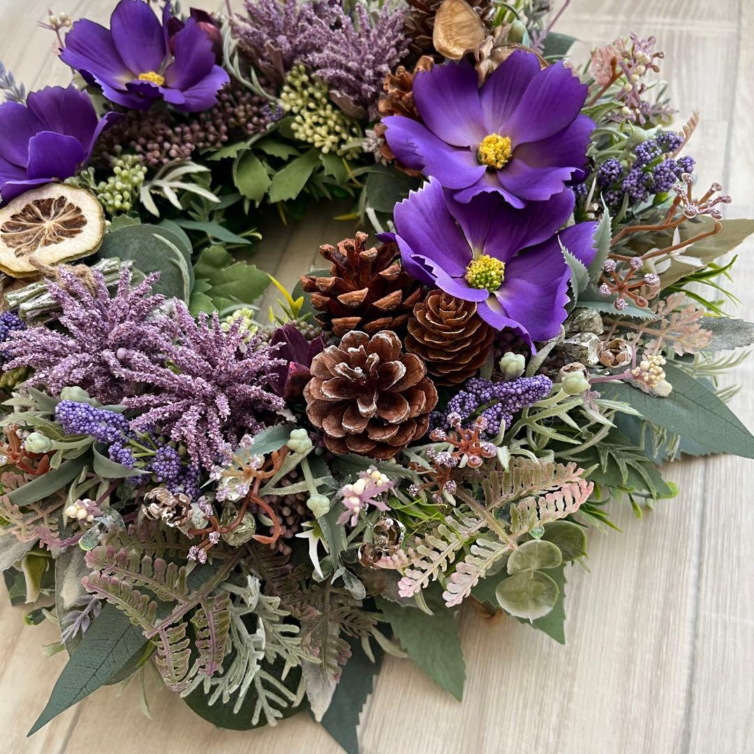 ナチュラル リース 紫 コスモス パープル 大きめ フランフラン 244