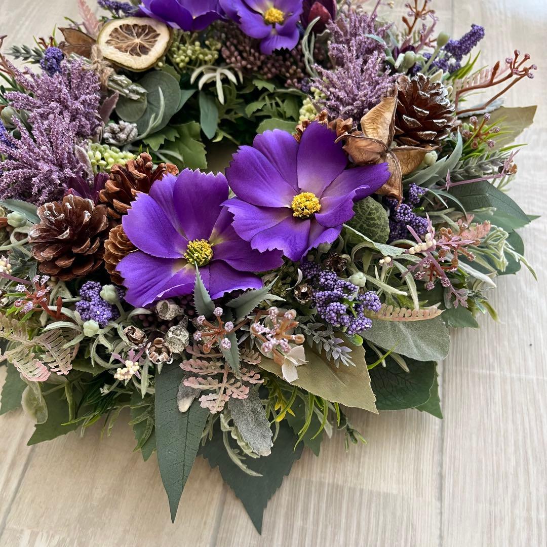 ナチュラル リース 紫 コスモス パープル 大きめ フランフラン 244