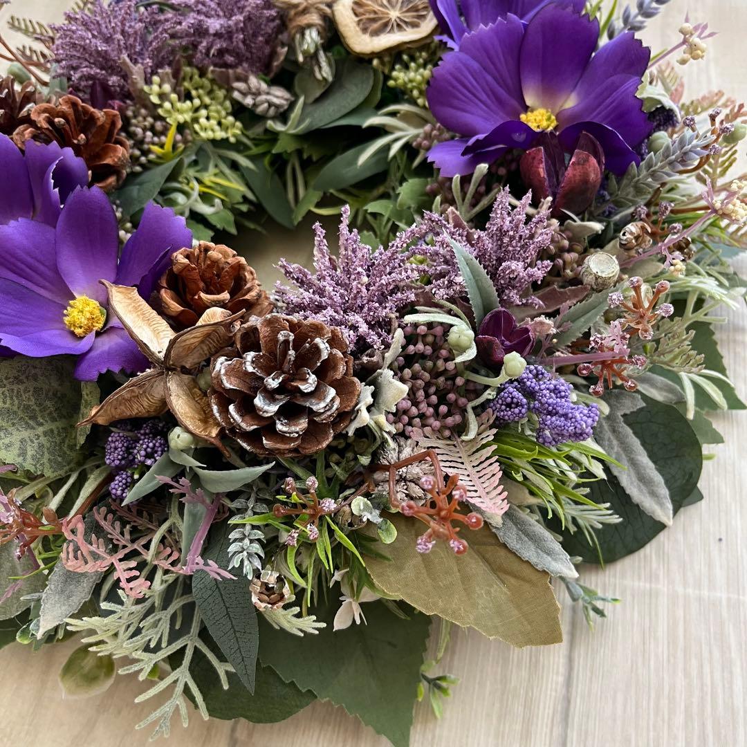 ナチュラル リース 紫 コスモス パープル 大きめ フランフラン 244