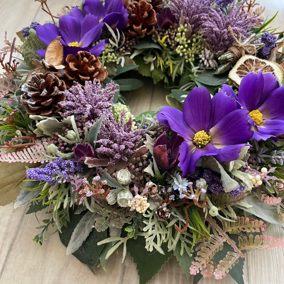 ナチュラル リース 紫 コスモス パープル 大きめ フランフラン 244