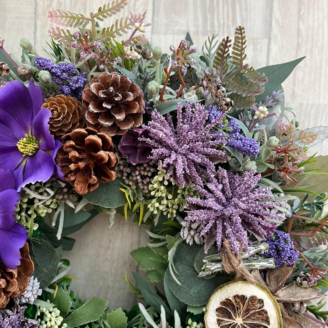 ナチュラル リース 紫 コスモス パープル 大きめ フランフラン 244