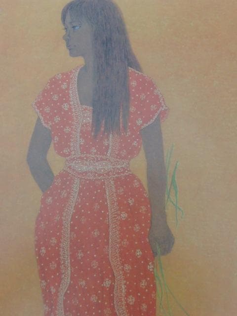 皆川千恵子、【カンガルーポーの花】、希少な大判額装用画集より、美品