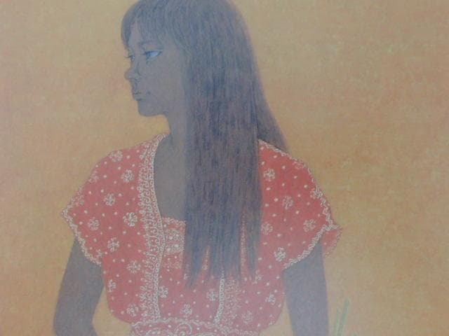 皆川千恵子、【カンガルーポーの花】、希少な大判額装用画集より、美品