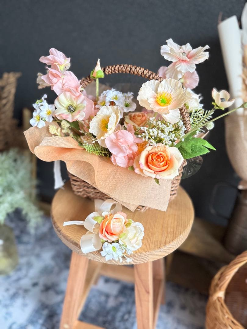 バスケットフラワーブーケ☆ブートニア