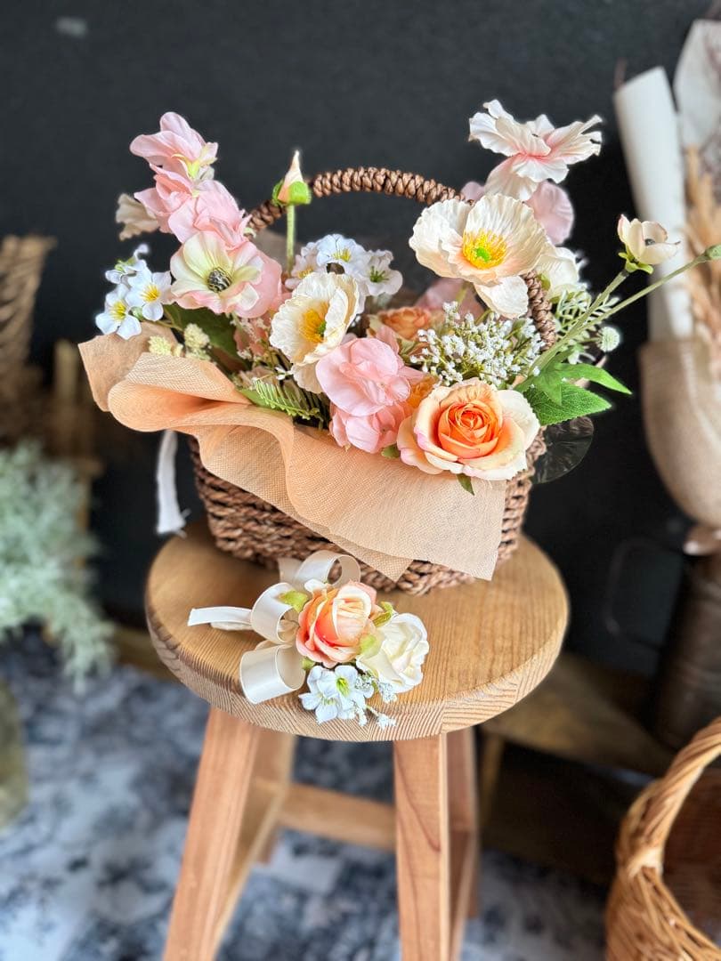 バスケットフラワーブーケ☆ブートニア