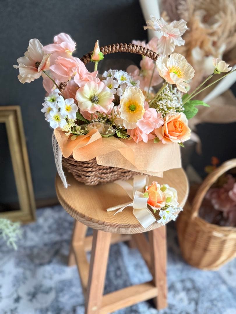 バスケットフラワーブーケ☆ブートニア