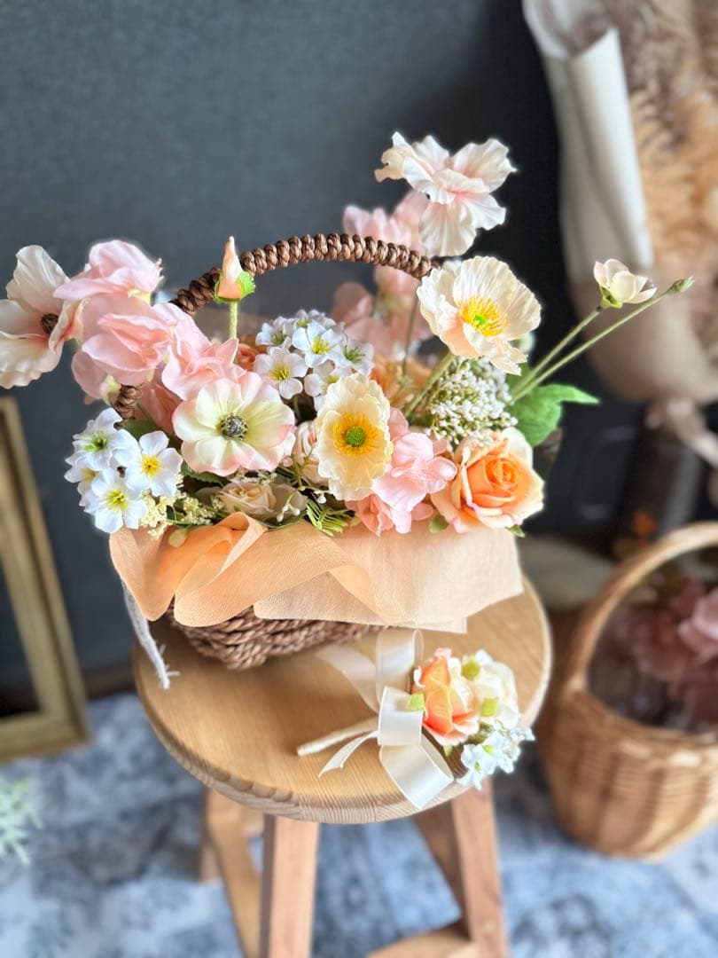 バスケットフラワーブーケ☆ブートニア