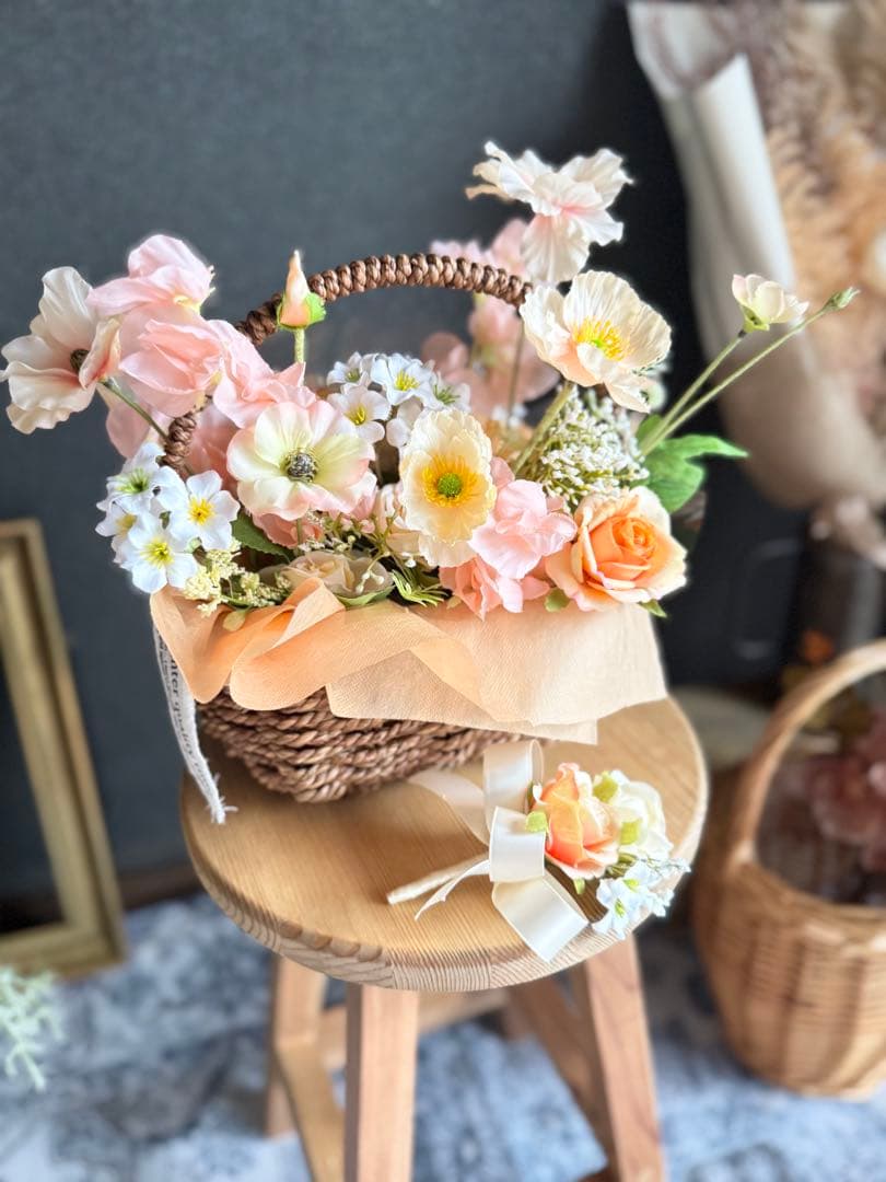 バスケットフラワーブーケ☆ブートニア