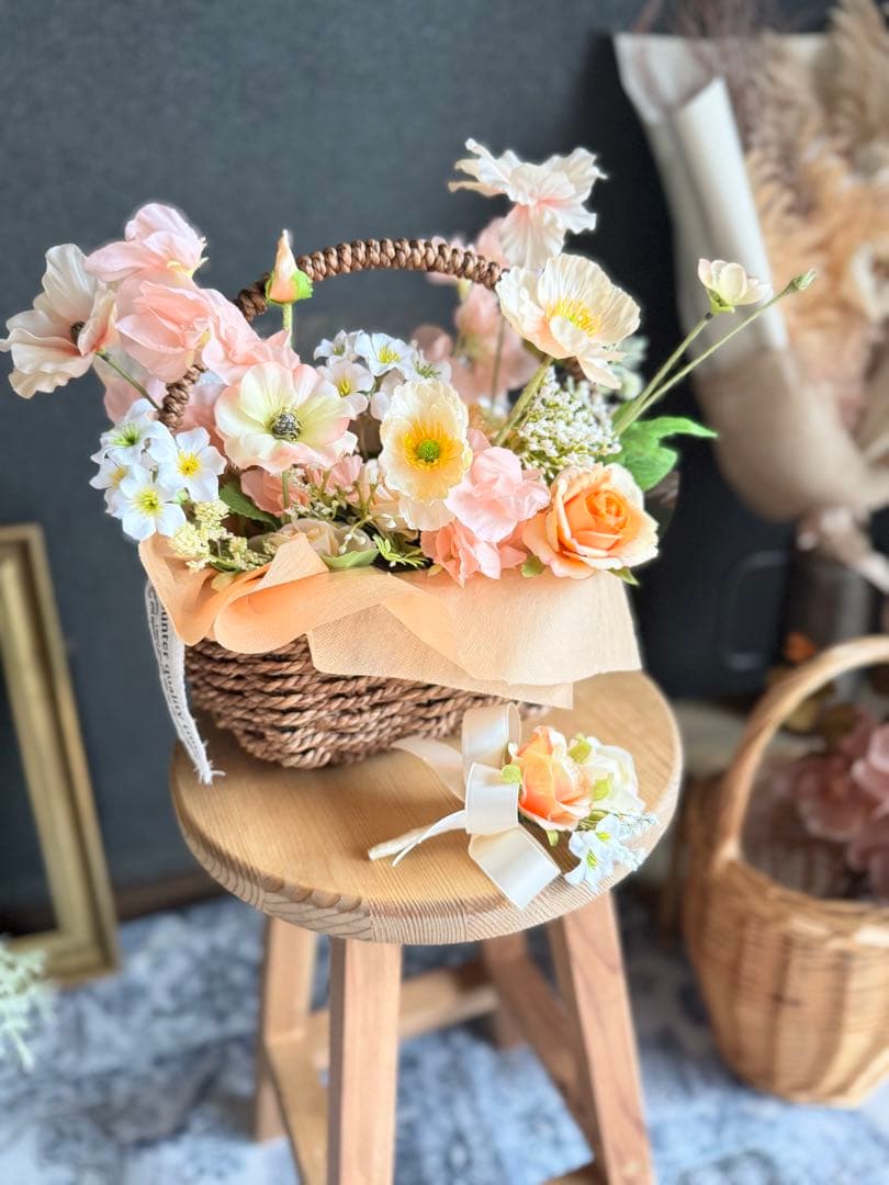 バスケットフラワーブーケ☆ブートニア