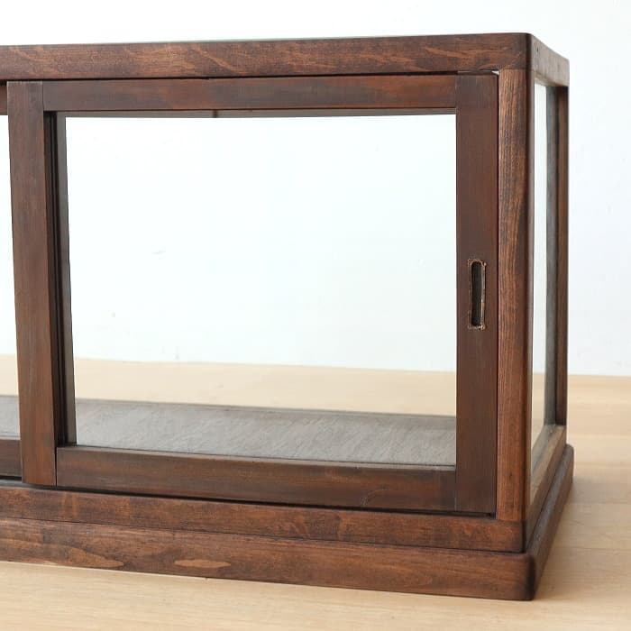 アンティーク ガラスケース 飾り棚 ショーケース 無垢材 木製