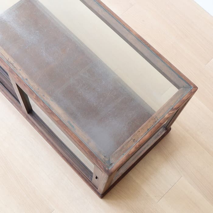 アンティーク ガラスケース 飾り棚 ショーケース 無垢材 木製