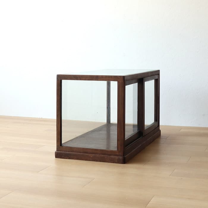 アンティーク ガラスケース 飾り棚 ショーケース 無垢材 木製