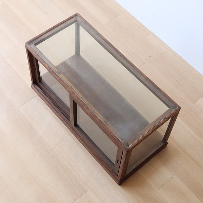 アンティーク ガラスケース 飾り棚 ショーケース 無垢材 木製