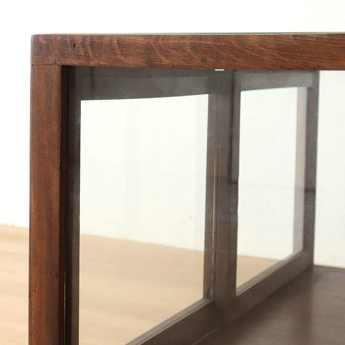 アンティーク ガラスケース 飾り棚 ショーケース 無垢材 木製