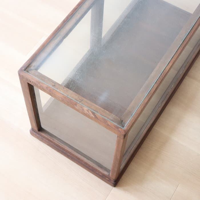 アンティーク ガラスケース 飾り棚 ショーケース 無垢材 木製