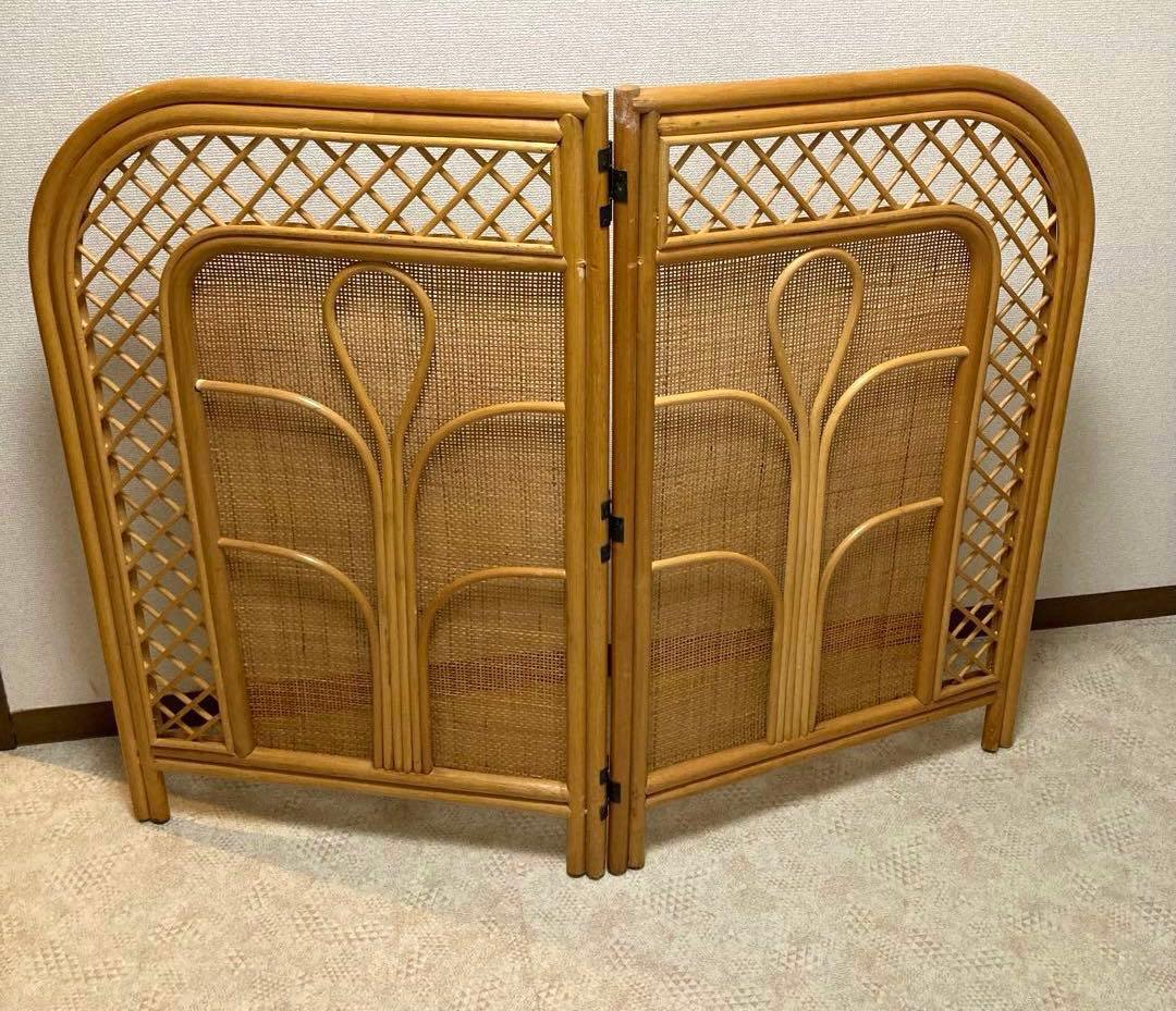 アンティーク　ラタン　パーティション　衝立　目隠し　間仕切り
