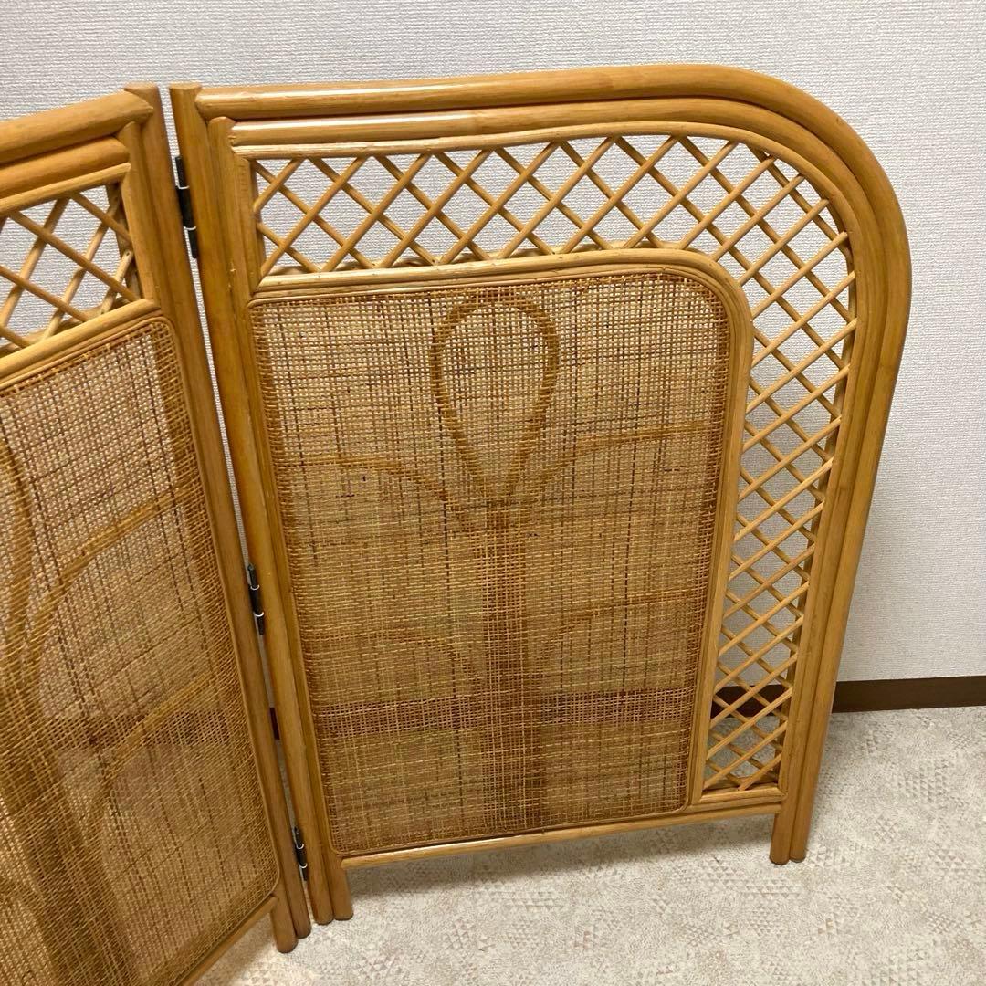 アンティーク　ラタン　パーティション　衝立　目隠し　間仕切り