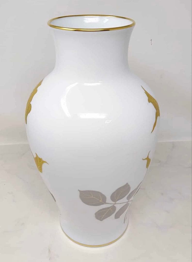 大倉陶園 花瓶 金蝕バラ 35cm