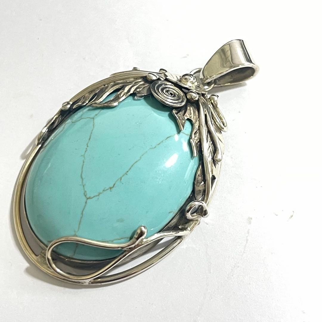 ターコイズ　Silver925 オーバルペンダント