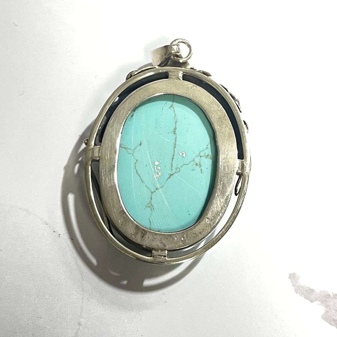 ターコイズ　Silver925 オーバルペンダント