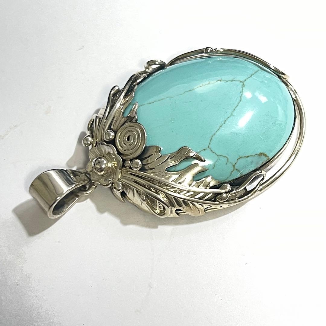 ターコイズ　Silver925 オーバルペンダント